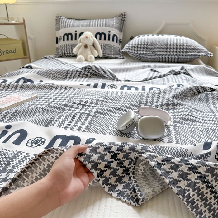 91家纺网 家纺一手货源 找家纺 梵朴 2025新款原棉老粗布床单凉席席子三件套 米兰