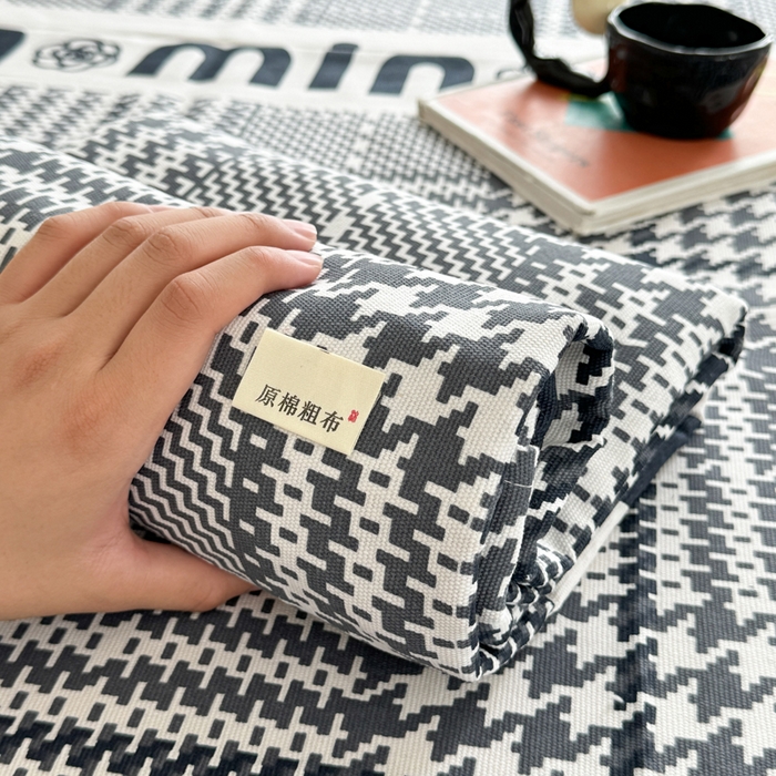 91家纺网 家纺一手货源 找家纺 梵朴 2025新款原棉老粗布床单凉席席子三件套 米兰