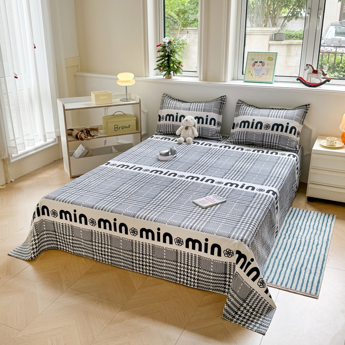 91家纺网 家纺一手货源 找家纺 梵朴 2025新款原棉老粗布床单凉席席子三件套 米兰