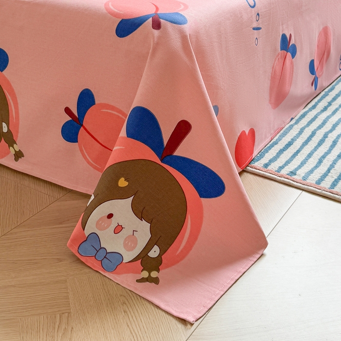 91家纺网 家纺一手货源 找家纺 梵朴 2025新款原棉老粗布床单凉席席子三件套 蜜桃女孩