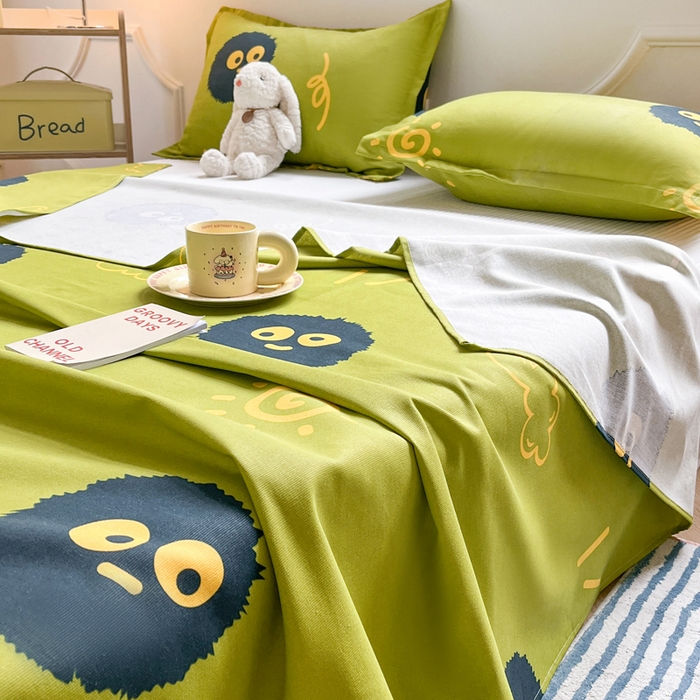 91家纺网 家纺一手货源 找家纺 梵朴 2025新款原棉老粗布床单凉席席子三件套 千寻煤球