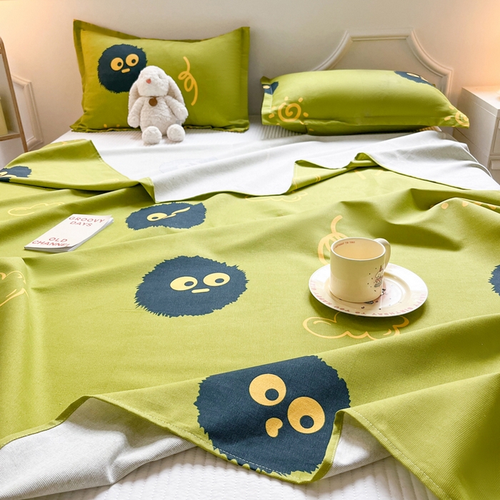 91家纺网 家纺一手货源 找家纺 梵朴 2025新款原棉老粗布床单凉席席子三件套 千寻煤球