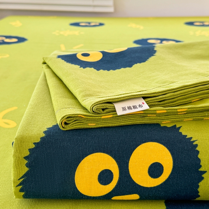 91家纺网 家纺一手货源 找家纺 梵朴 2025新款原棉老粗布床单凉席席子三件套 千寻煤球