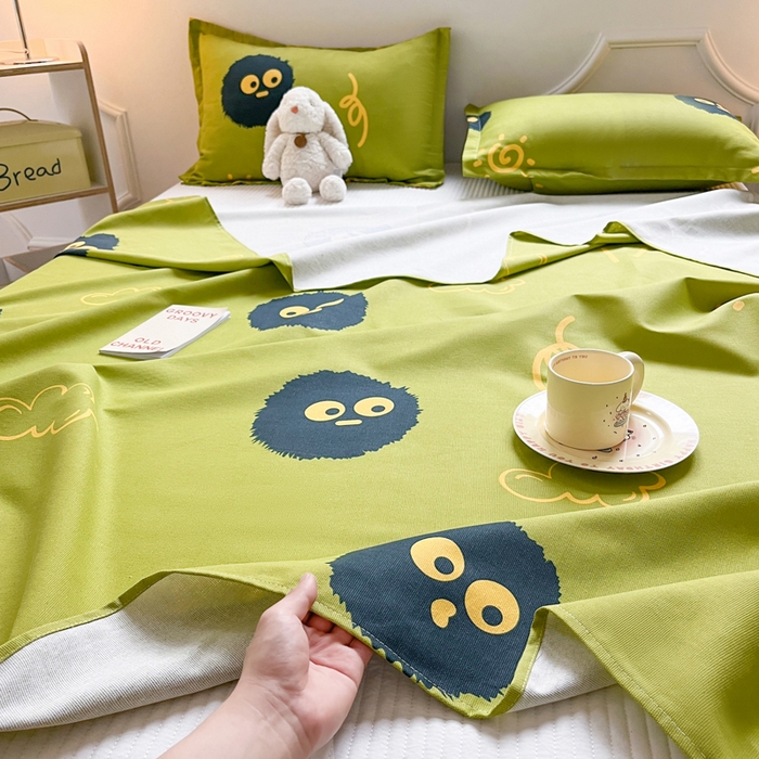 91家纺网 家纺一手货源 找家纺 梵朴 2025新款原棉老粗布床单凉席席子三件套 千寻煤球