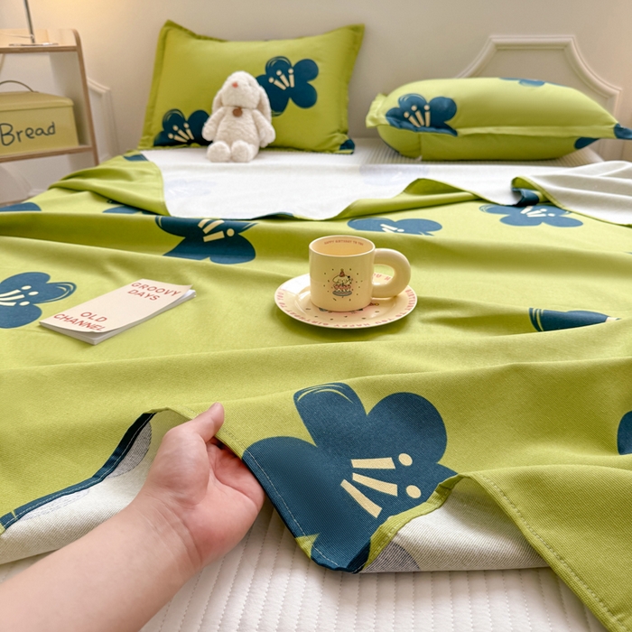 91家纺网 家纺一手货源 找家纺 梵朴 2025新款原棉老粗布床单凉席席子三件套 生如夏花