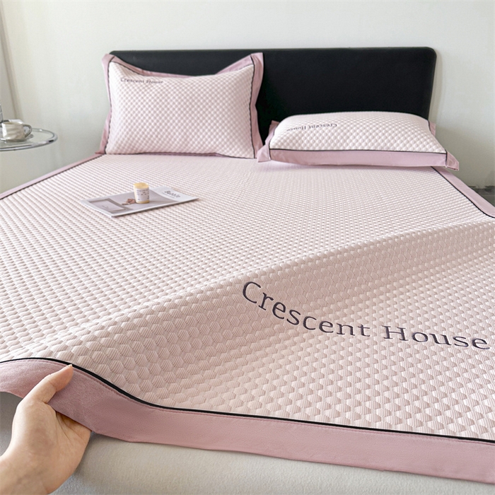 91家纺网 家纺一手货源 找家纺 笙意家纺 2025新款A类豆豆凉感软席席子凉席-赫拉 夏至-清新粉