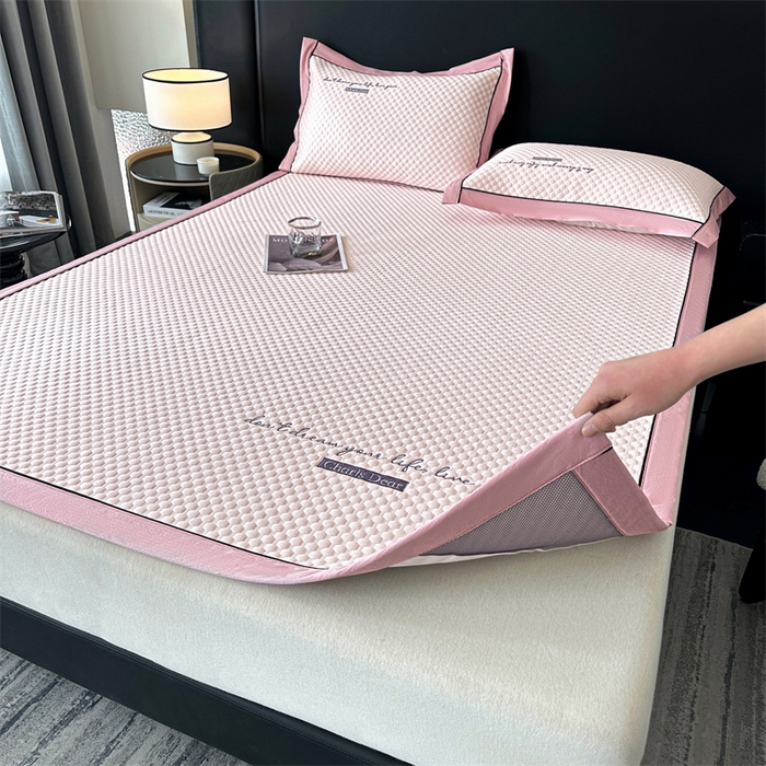 91家纺网 家纺一手货源 找家纺 笙意家纺 2025新款A类豆豆凉感软席席子凉席-赫拉 赫拉-清新粉