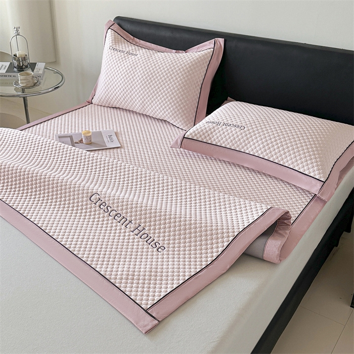 91家纺网 家纺一手货源 找家纺 笙意家纺 2025新款A类豆豆凉感软席席子凉席-赫拉 夏至-清新粉