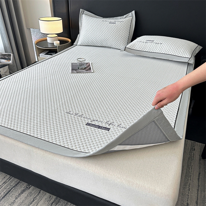 91家纺网 家纺一手货源 找家纺 笙意家纺 2025新款A类豆豆凉感软席席子凉席-夏至 赫拉-淡雅灰