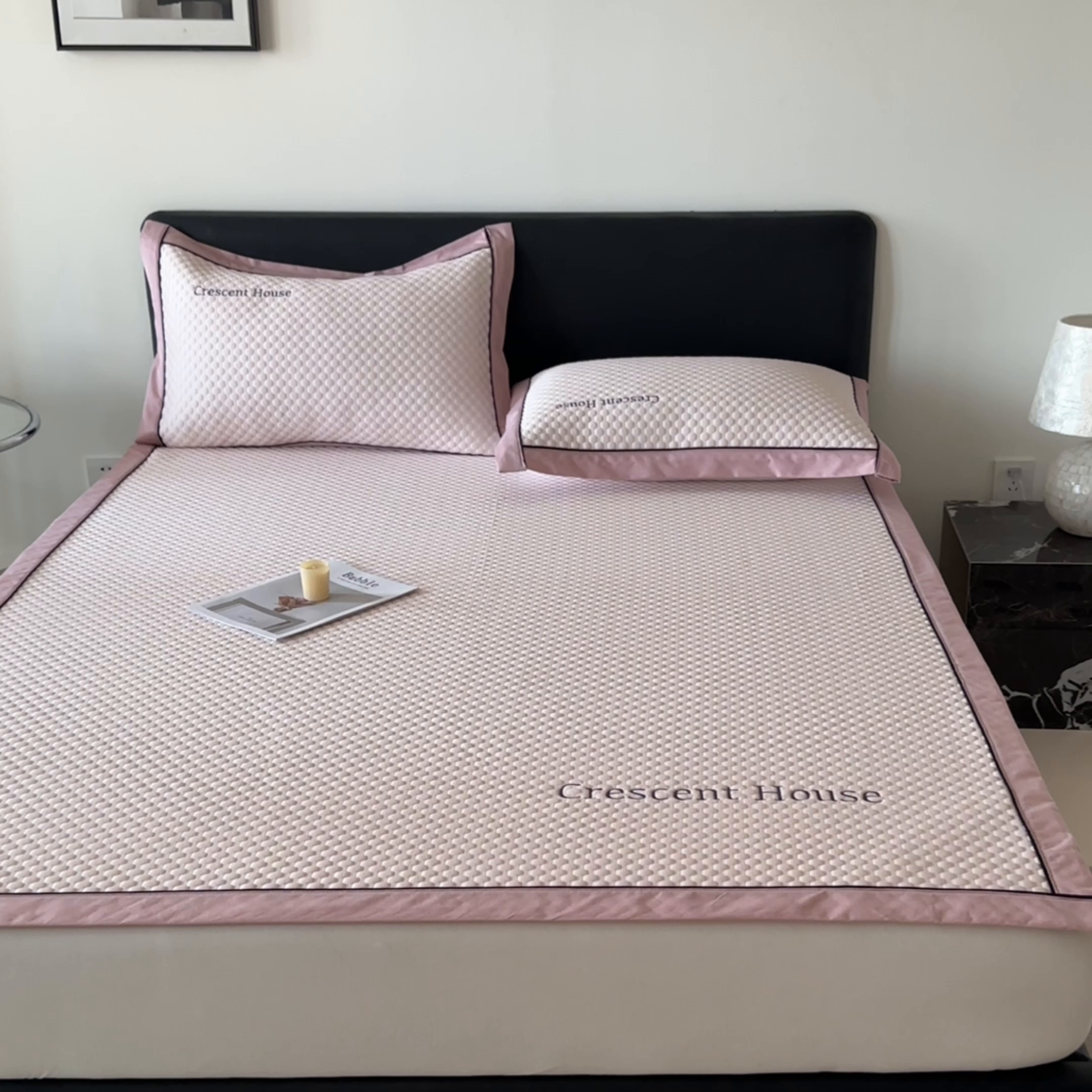 91家纺网 家纺一手货源 找家纺 笙意家纺 2025新款A类豆豆凉感软席席子凉席-夏至 夏至-清新粉