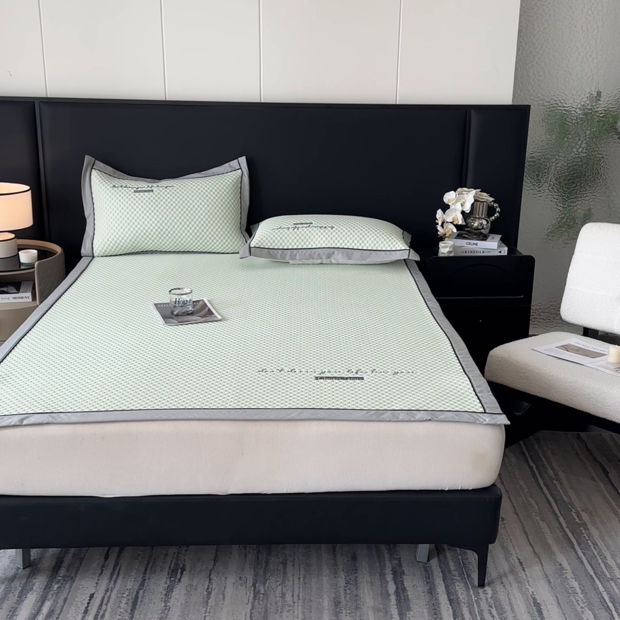 91家纺网 家纺一手货源 找家纺 笙意家纺 2025新款A类豆豆凉感软席席子凉席-夏至 赫拉-薄荷绿