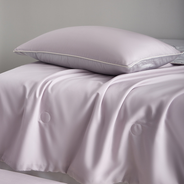 91家纺网 家纺一手货源 找家纺 沐白家居 2025新款竹纤维+莱塞尔夏被四件套 紫烟--西冷灰