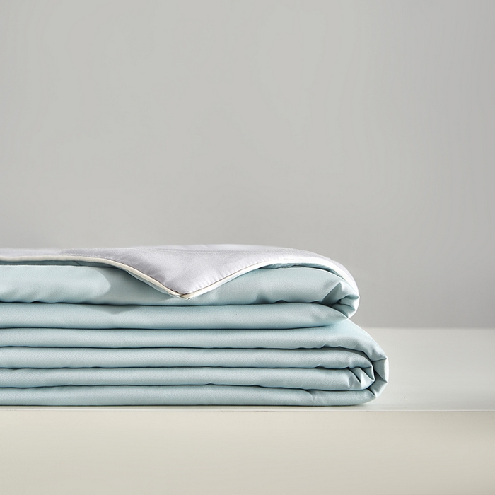 91家纺网 家纺一手货源 找家纺 沐白家居 2025新款竹纤维+莱塞尔夏被四件套 海山蓝--西冷灰