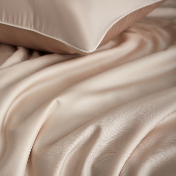 91家纺网 家纺一手货源 找家纺 沐白家居 2025新款竹纤维+莱塞尔夏被四件套 泡芙--秋风棕