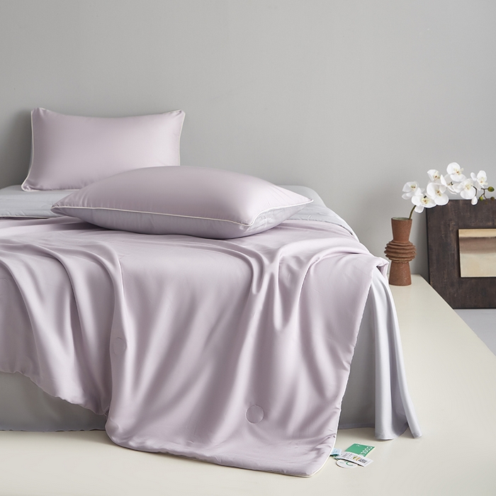 91家纺网 家纺一手货源 找家纺 沐白家居 2025新款竹纤维+莱塞尔夏被四件套 紫烟--西冷灰