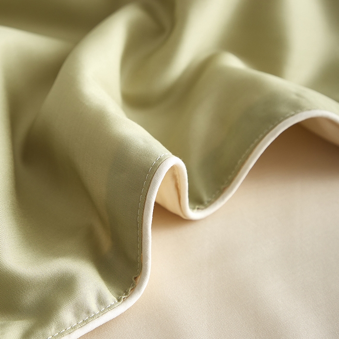 91家纺网 家纺一手货源 找家纺 沐白家居 2025新款竹纤维+莱塞尔夏被四件套 荷叶绿--泡芙