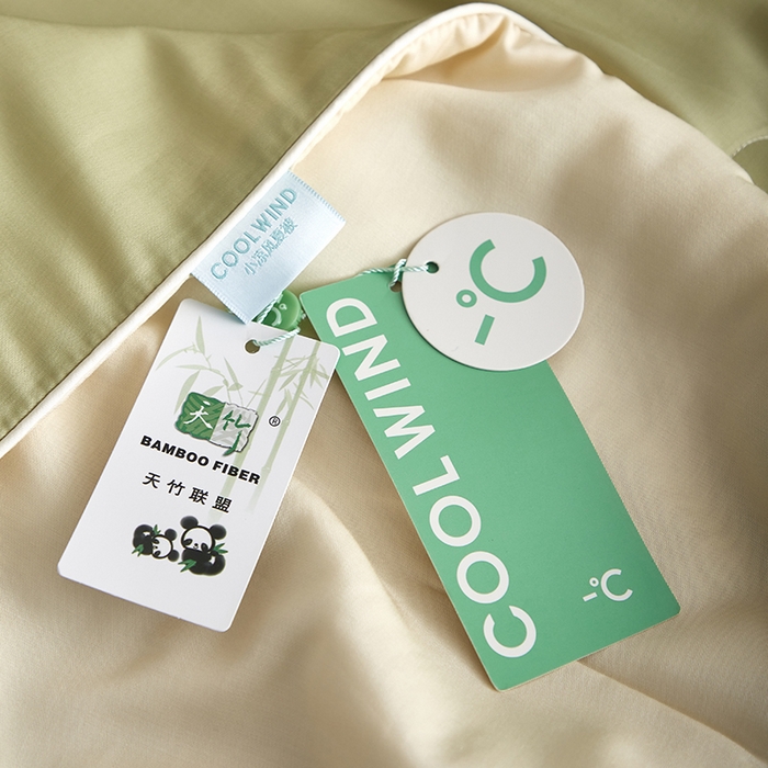 91家纺网 家纺一手货源 找家纺 沐白家居 2025新款竹纤维+莱塞尔夏被四件套 荷叶绿--泡芙