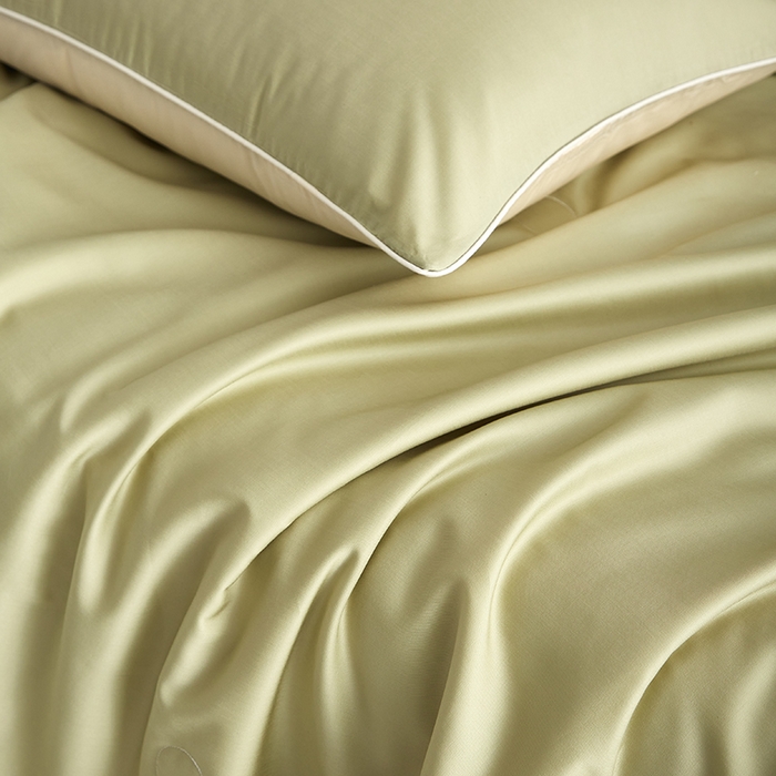 91家纺网 家纺一手货源 找家纺 沐白家居 2025新款竹纤维+莱塞尔夏被四件套 荷叶绿--泡芙