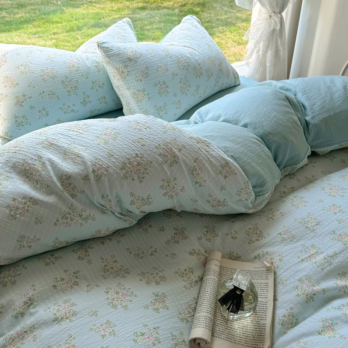 91家纺网 家纺一手货源 找家纺 王朝国际 2025新款直播热款有氧提花有氧双层纱碎花单被套 兰亭