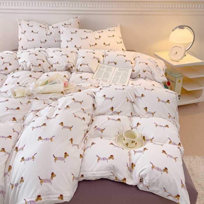 91家纺网 家纺一手货源 找家纺 （总）伊嫚家居 新款日式新品全棉针织棉A类活性印花四件套天竺棉小碎花复古亲肤被罩床笠款套件