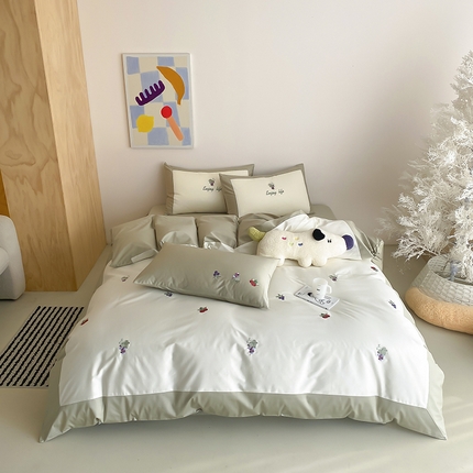 91家纺网 家纺一手货源 找家纺 （总）时亿 2025新款100支长绒棉春夏拼接款四件套