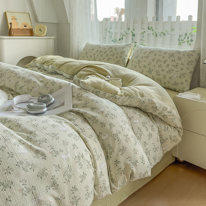 91家纺网 家纺一手货源 找家纺 王朝国际 2025新款直播热款有氧提花有氧双层纱碎花单被套 绿野仙踪