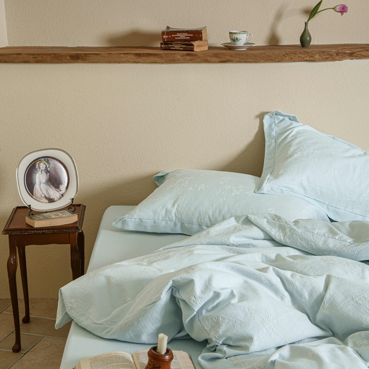 91家纺网 家纺一手货源 找家纺 云上 2025全棉提花床品系列·风铃 风铃-蓝