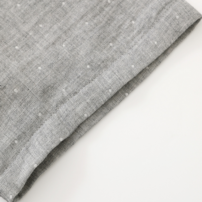 91家纺网 家纺一手货源 找家纺 伊嫚家居 2025新款日式无印风良品全棉双层纱睡衣女纯棉短袖短裤睡衣夏季纯棉短袖家居服 灰色波点男