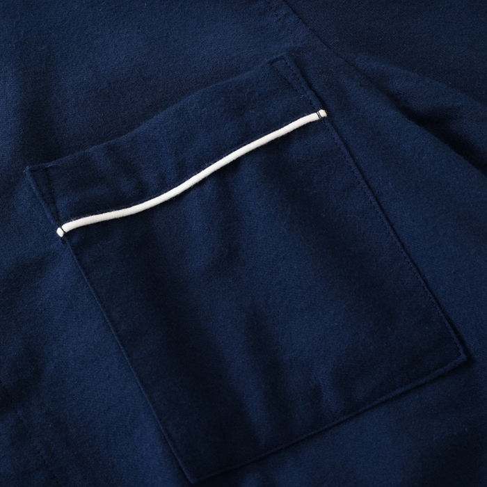 91家纺网 家纺一手货源 找家纺 伊嫚家居 2025新款无印日式双股全棉法兰绒家居服良品睡衣女纯棉直播秋冬款情侣睡衣 纯藏青色男