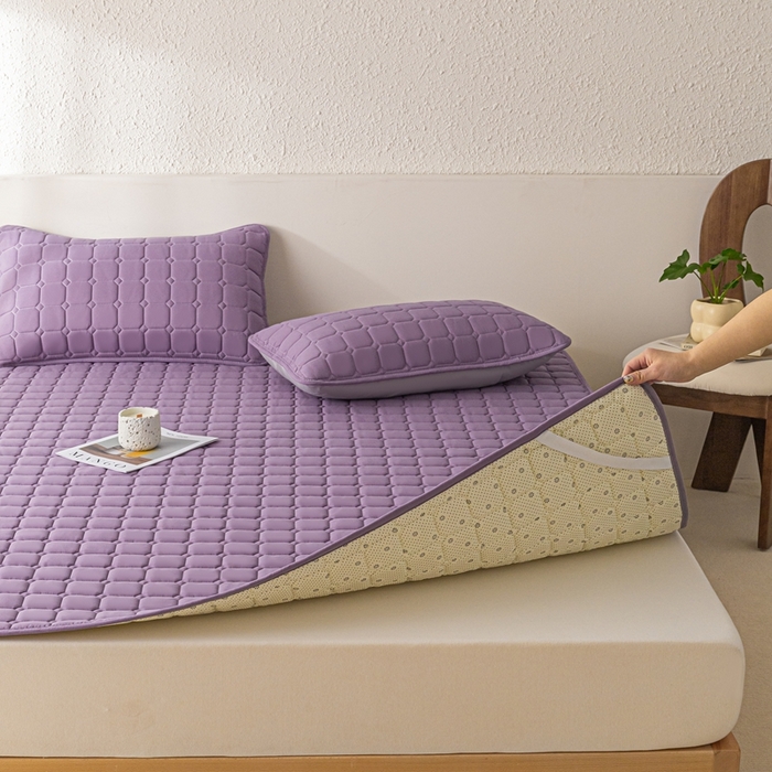 91家纺网 家纺一手货源 找家纺 欧邦 2025春夏新款四季款无印风纯色水洗棉床褥榻榻米床垫 床垫-魅紫