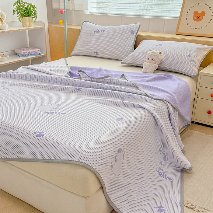 91家纺网 家纺一手货源 找家纺 雪鲨家纺  2025新款凉豆豆夏凉被空调被冰豆豆夏被可机洗礼品跑量A类 卡皮巴拉紫