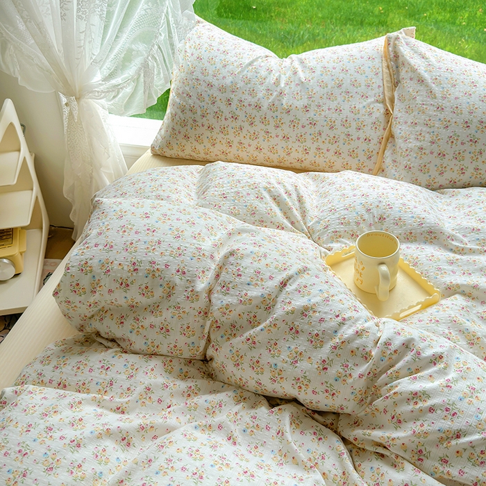 91家纺网 家纺一手货源 找家纺 王朝国际 2025新款直播热款有氧提花有氧双层纱碎花单被套 月光女神