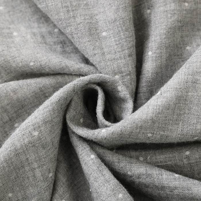 91家纺网 家纺一手货源 找家纺 伊嫚家居 2025新款日式无印风良品全棉双层纱睡衣女纯棉短袖短裤睡衣夏季纯棉短袖家居服 灰色波点女