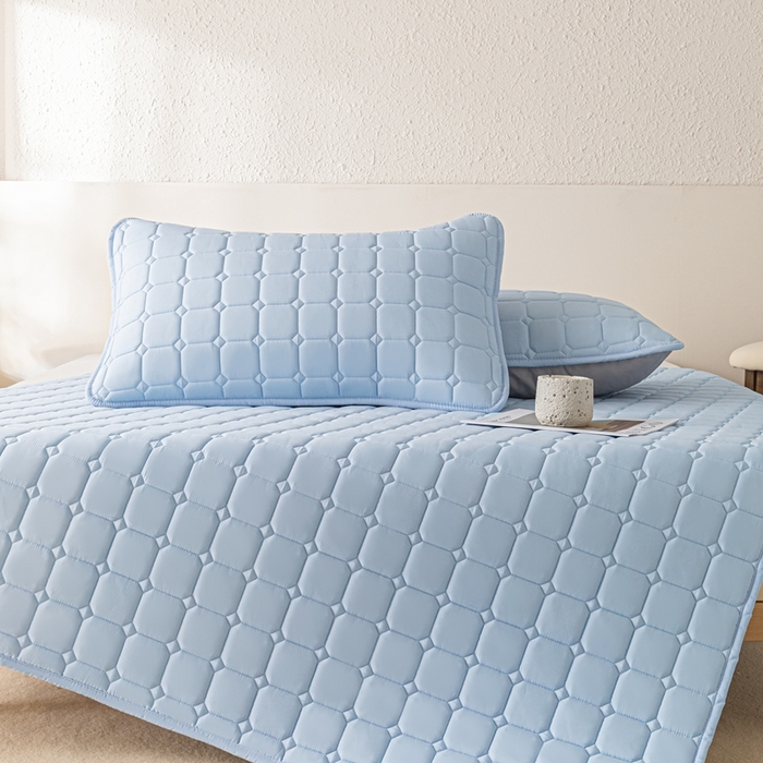91家纺网 家纺一手货源 找家纺 欧邦 2025春夏新款四季款无印风纯色水洗棉床褥榻榻米床垫 床垫-天蓝