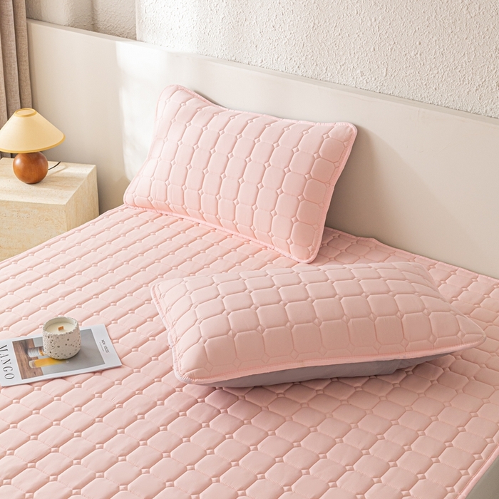 91家纺网 家纺一手货源 找家纺 欧邦 2025春夏新款四季款无印风纯色水洗棉床褥榻榻米床垫 床垫-粉玉