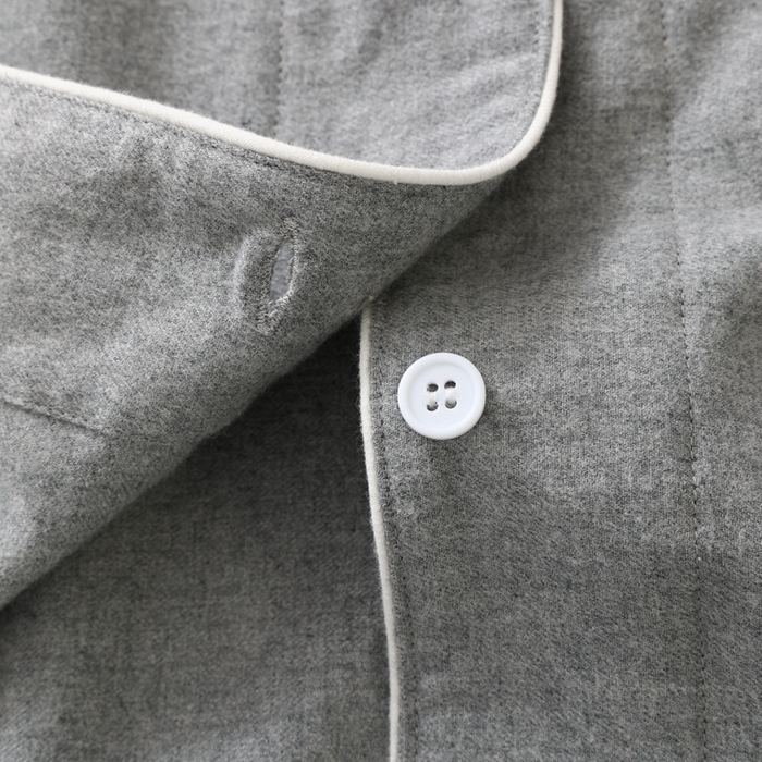 91家纺网 家纺一手货源 找家纺 伊嫚家居 2025新款无印日式双股全棉法兰绒家居服良品睡衣女纯棉直播秋冬款情侣睡衣 纯麻灰女