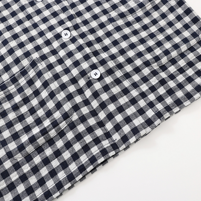 91家纺网 家纺一手货源 找家纺 伊嫚家居 2025新款日式无印风良品全棉双层纱睡衣女纯棉短袖短裤睡衣夏季纯棉短袖家居服 藏青小格男