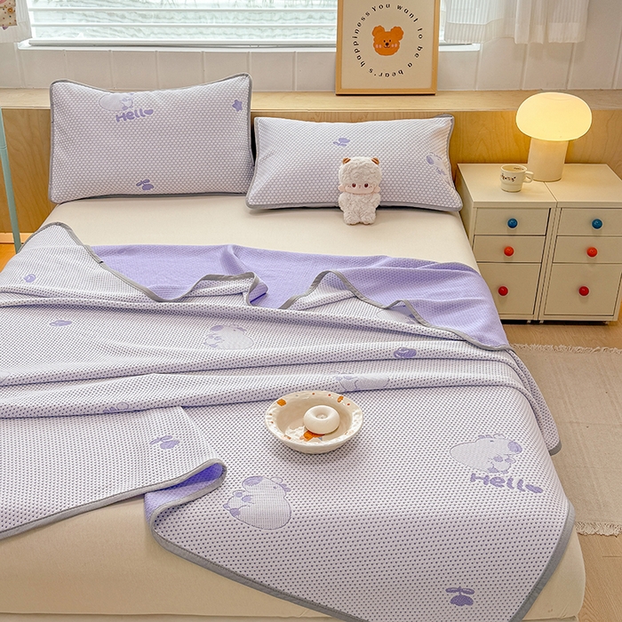 91家纺网 家纺一手货源 找家纺 雪鲨家纺  2025新款凉豆豆夏凉被空调被冰豆豆夏被可机洗礼品跑量A类 卡皮巴拉紫