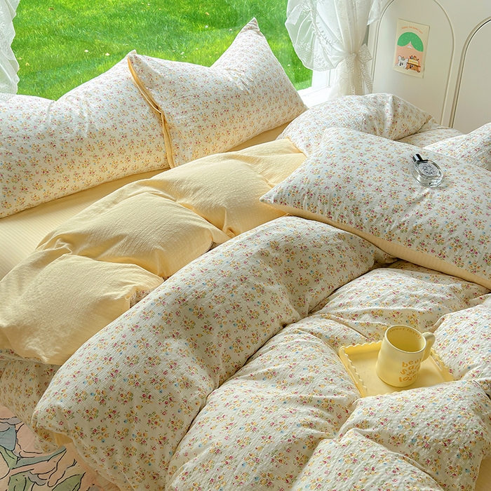 91家纺网 家纺一手货源 找家纺 王朝国际 2025新款直播热款有氧提花有氧双层纱碎花单被套 月光女神