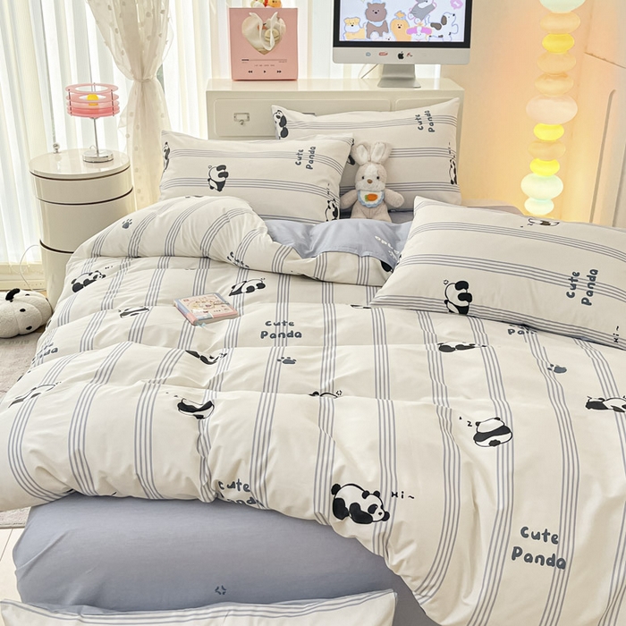 91家纺网 家纺一手货源 找家纺 晨希家居 2025新款全棉卡通活性印花四件套-无忧熊仔