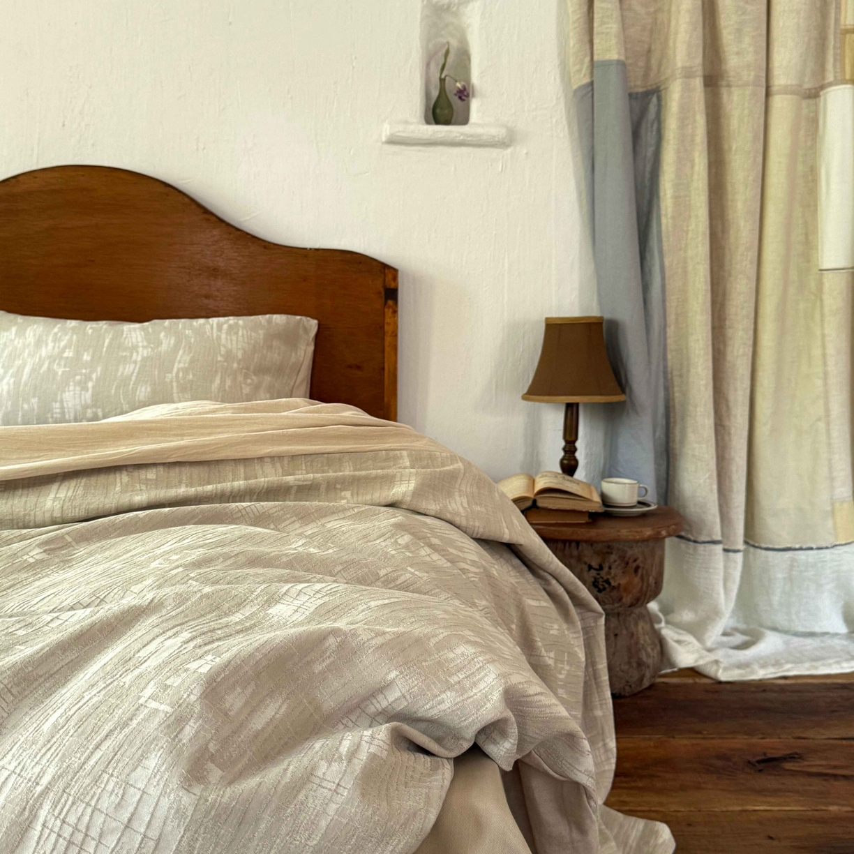 91家纺网 家纺一手货源 找家纺 云上 2025全棉色织大提花床品·侘寂潮汐   潮汐-米