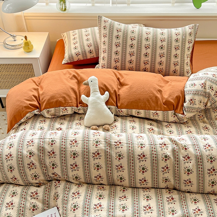 91家纺网 家纺一手货源 找家纺 王朝国际 2025新款直播热款有氧提花有氧双层纱碎花单被套 可可庄园