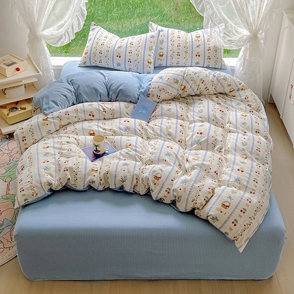 91家纺网 家纺一手货源 找家纺 （总）王朝国际 2025新款直播热款有氧提花有氧双层纱碎花单被套