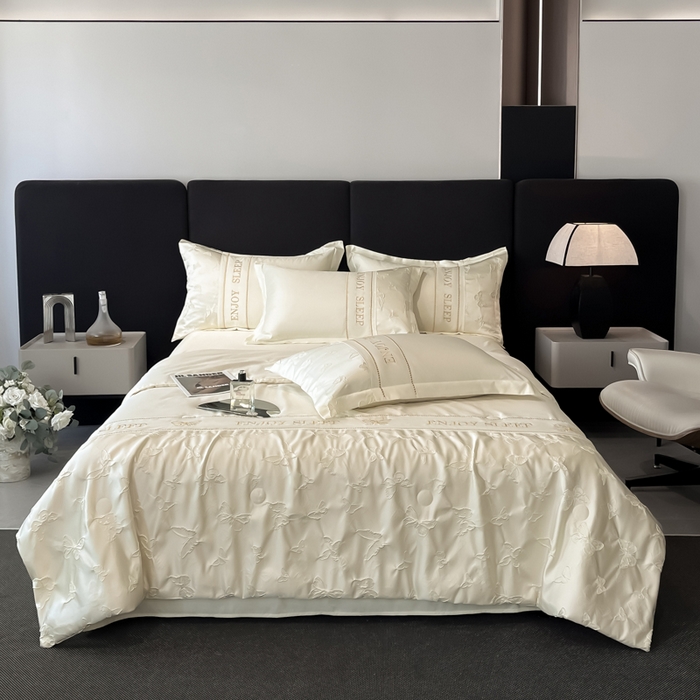 91家纺网 家纺一手货源 找家纺 （总）金阳光家纺 2025新款金丝提花浮雕水洗天丝夏被四件套