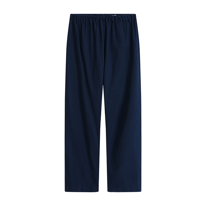 91家纺网 家纺一手货源 找家纺 伊嫚家居 2025新款无印日式双股全棉法兰绒家居服良品睡衣女纯棉直播秋冬款情侣睡衣 纯藏青色女