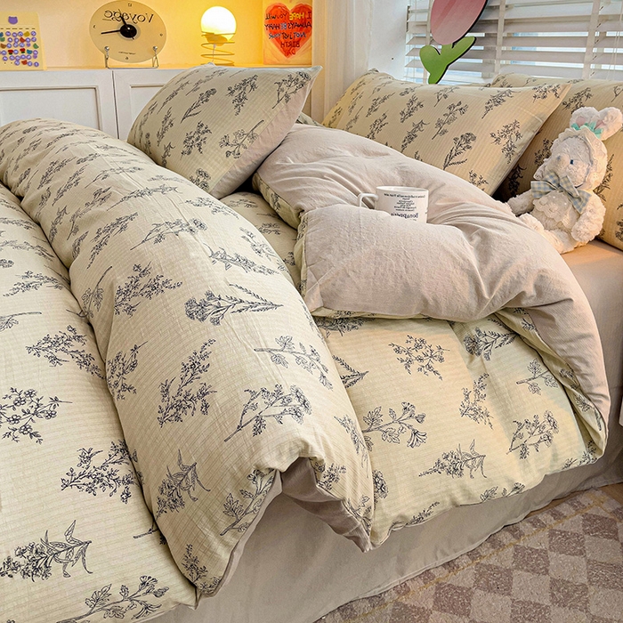 91家纺网 家纺一手货源 找家纺 王朝国际 2025新款直播热款有氧提花有氧双层纱碎花单被套 木兮