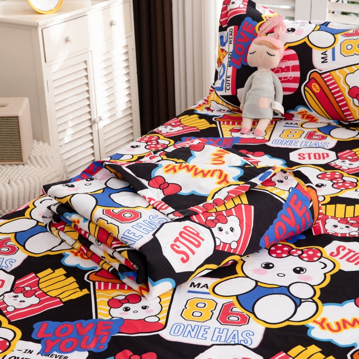 91家纺网 家纺一手货源 找家纺 乐居坊2025新款亲肤舒适印花芦荟棉夏凉被四件套 潮流凯蒂