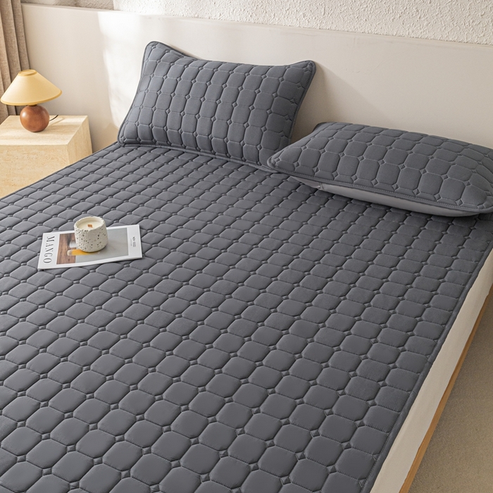 91家纺网 家纺一手货源 找家纺 欧邦 2025春夏新款四季款无印风纯色水洗棉床褥榻榻米床垫 床垫-深灰