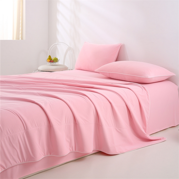 91家纺网 家纺一手货源 找家纺 小禹仔 2025新款母婴级水洗硅胶夏被夏凉被子被芯 浅粉