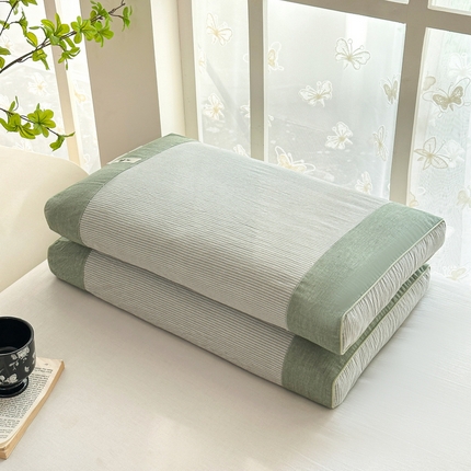 91家纺网 家纺一手货源 找家纺 （总）花瓣语家纺 2025新款全棉拼色水洗荞麦枕